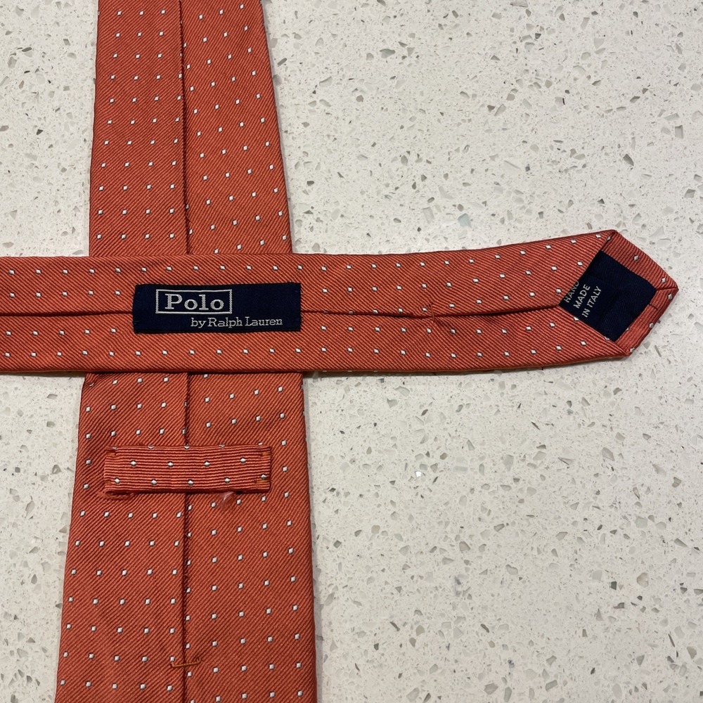Polo By Ralph Lauren Elegant Pink Polka Dot 100% Silk Tie - Made in Italy